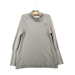 Vineyard Vines Women's 1/4 Zip Raglan Sleeve Tunic Sweater Gray Small Mock Neck